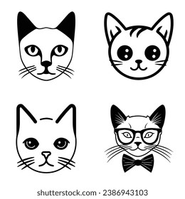 Gatos3 Icono Plano Aislado En Fondo Blanco