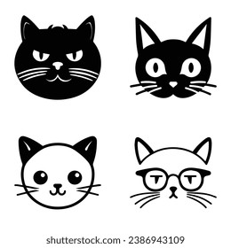 Cats3 Flat Icon Set Isolated On White Background