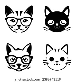 Cats3 Flat Icon Set Isolated On White Background