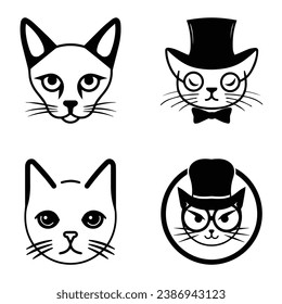 Cats3 Flat Icon Set Isolated On White Background