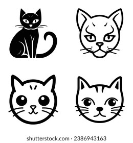 Gatos3 Icono Plano Aislado En Fondo Blanco