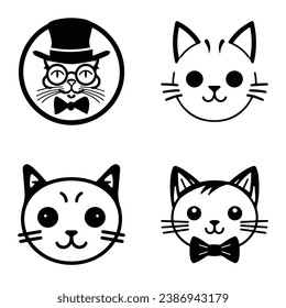 Cats3 Flat Icon Set Isolated On White Background