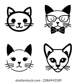 Cats3 Flat Icon Set Isolated On White Background