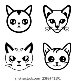 Gatos3 Icono Plano Aislado En Fondo Blanco