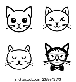 Cats3 Flat Icon Set Isolated On White Background