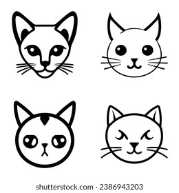 Cats3 Flat Icon Set Isolated On White Background