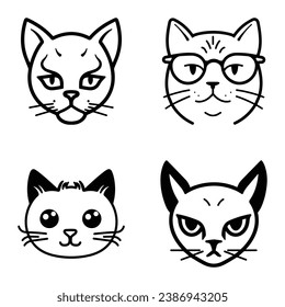 Cats3 Flat Icon Set Isolated On White Background
