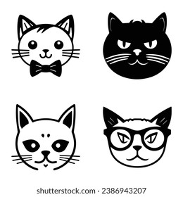 Cats3 Flat Icon Set Isolated On White Background