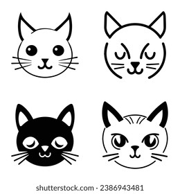 Cats3 Flat Icon Set Isolated On White Background