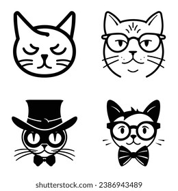 Cats3 Flat Icon Set Isolated On White Background
