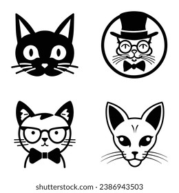 Cats3 Flat Icon Set Isolated On White Background