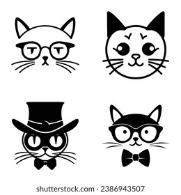 Cats3 Flat Icon Set Isolated On White Background