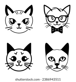 Cats3 Flat Icon Set Isolated On White Background