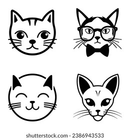 Cats3 Flat Icon Set Isolated On White Background