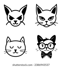 Cats3 Flat Icon Set Isolated On White Background