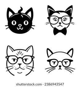 Cats3 Flat Icon Set Isolated On White Background