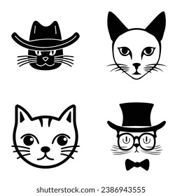 Cats3 Flat Icon Set Isolated On White Background