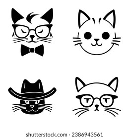 Cats3 Flat Icon Set Isolated On White Background