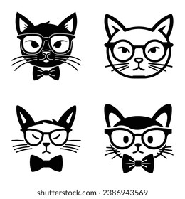 Cats3 Flat Icon Set Isolated On White Background