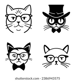 Cats3 Flat Icon Set Isolated On White Background