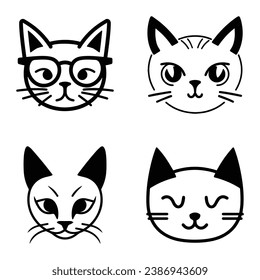 Gatos3 Icono Plano Aislado En Fondo Blanco