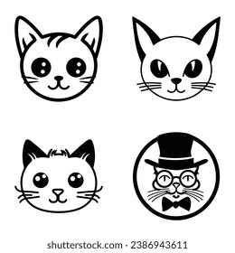 Gatos3 Icono Plano Aislado En Fondo Blanco