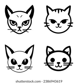 Cats3 Flat Icon Set Isolated On White Background