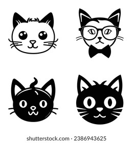 Cats3 Flat Icon Set Isolated On White Background
