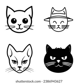 Cats3 Flat Icon Set Isolated On White Background