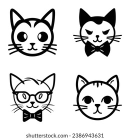 Cats3 Flat Icon Set Isolated On White Background