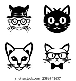 Cats3 Flat Icon Set Isolated On White Background