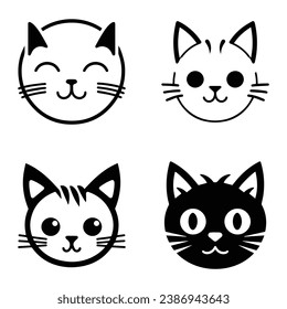 Gatos3 Icono Plano Aislado En Fondo Blanco