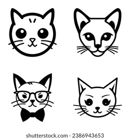 Cats3 Flat Icon Set Isolated On White Background