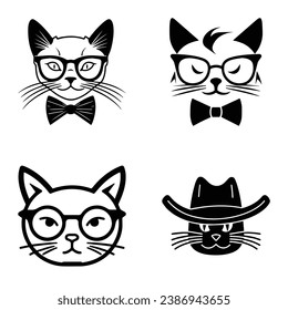 Cats3 Flat Icon Set Isolated On White Background