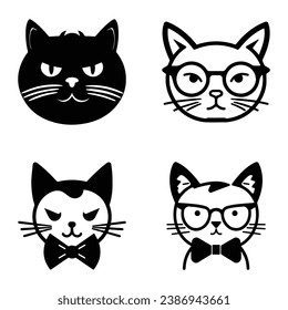 Cats3 Flat Icon Set Isolated On White Background