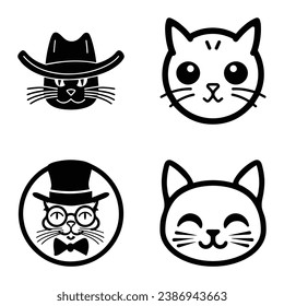Cats3 Flat Icon Set Isolated On White Background