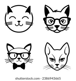 Cats3 Flat Icon Set Isolated On White Background