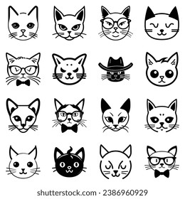 Cats3 Flat Icon Set Isolated On White Background