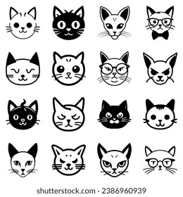 Gatos3 Icono Plano Aislado En Fondo Blanco