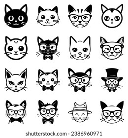 Gatos3 Icono Plano Aislado En Fondo Blanco