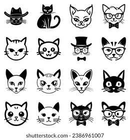 Gatos3 Icono Plano Aislado En Fondo Blanco
