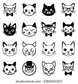 Katzen3 Flaches Symbol einzeln auf weißem Hintergrund