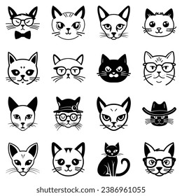 Katzen3 Flaches Symbol einzeln auf weißem Hintergrund