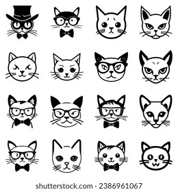 Katzen3 Flaches Symbol einzeln auf weißem Hintergrund