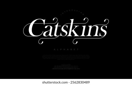 Catskins typography beauty fashion elegant minimalist serif italic fonts decorative wedding vintage retro logos. Minimal luxury font alphabet logo. Vector illustration