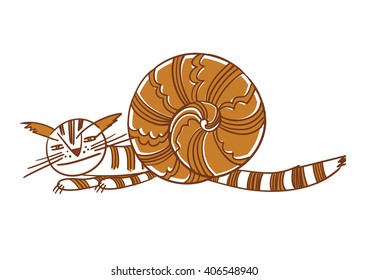 Cat-snail /lovely illustration / cat / darling cat/illustration cat / nice cat / illustration beautiful cat / symbol cat/cat of design/cat vector/cat of the icon/cartoon