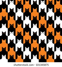 CatsTooth Halloween Pattern repeats seamlessly. Cats' eyes are on separate layer. Pattern is in Swatches Palette.