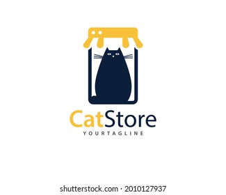 La marca CatStore para la tienda de gatos y el logotipo de mascotas , puede utilizarse para gatos y para todos los establecimientos comerciales de gatos domésticos similares.