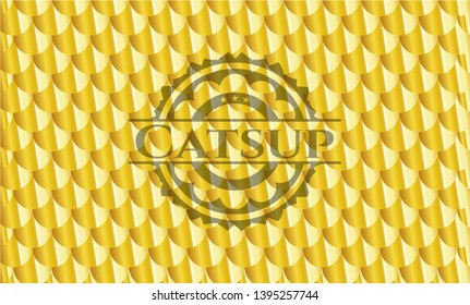 Catsup golden emblem. Scales pattern. Vector Illustration. Detailed.