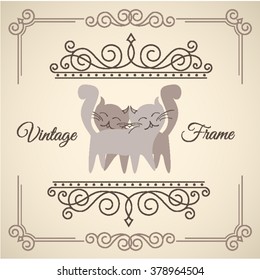 Cats.Vector illustration. Background With Ornaments.